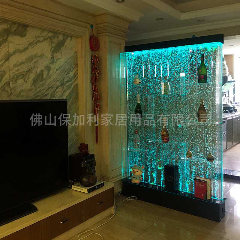 水幕墙酒柜屏风客厅鱼缸 装饰玄关隔断流水墙 亚克力气泡墙加湿墙