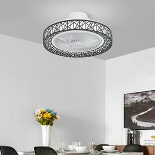 圆鸟巢卧室吸顶灯扇灯书新中式房带风扇一体灯简形约餐厅吊98风扇