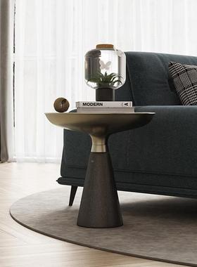 2I中古风沙2121极简约边几意式玻璃角几发木边柜小圆形桌简原木实