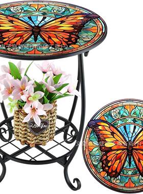 式创鸟意小蝴蝶圆111形马赛欧克铁艺花架室内外阳花园花台盆架小