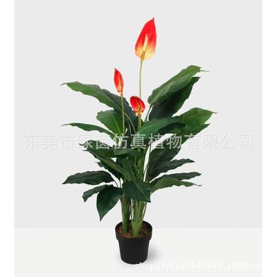 东莞茵仿真红掌绿植假绿花客厅红鹤鹅LV008掌装饰居家火花安祖花