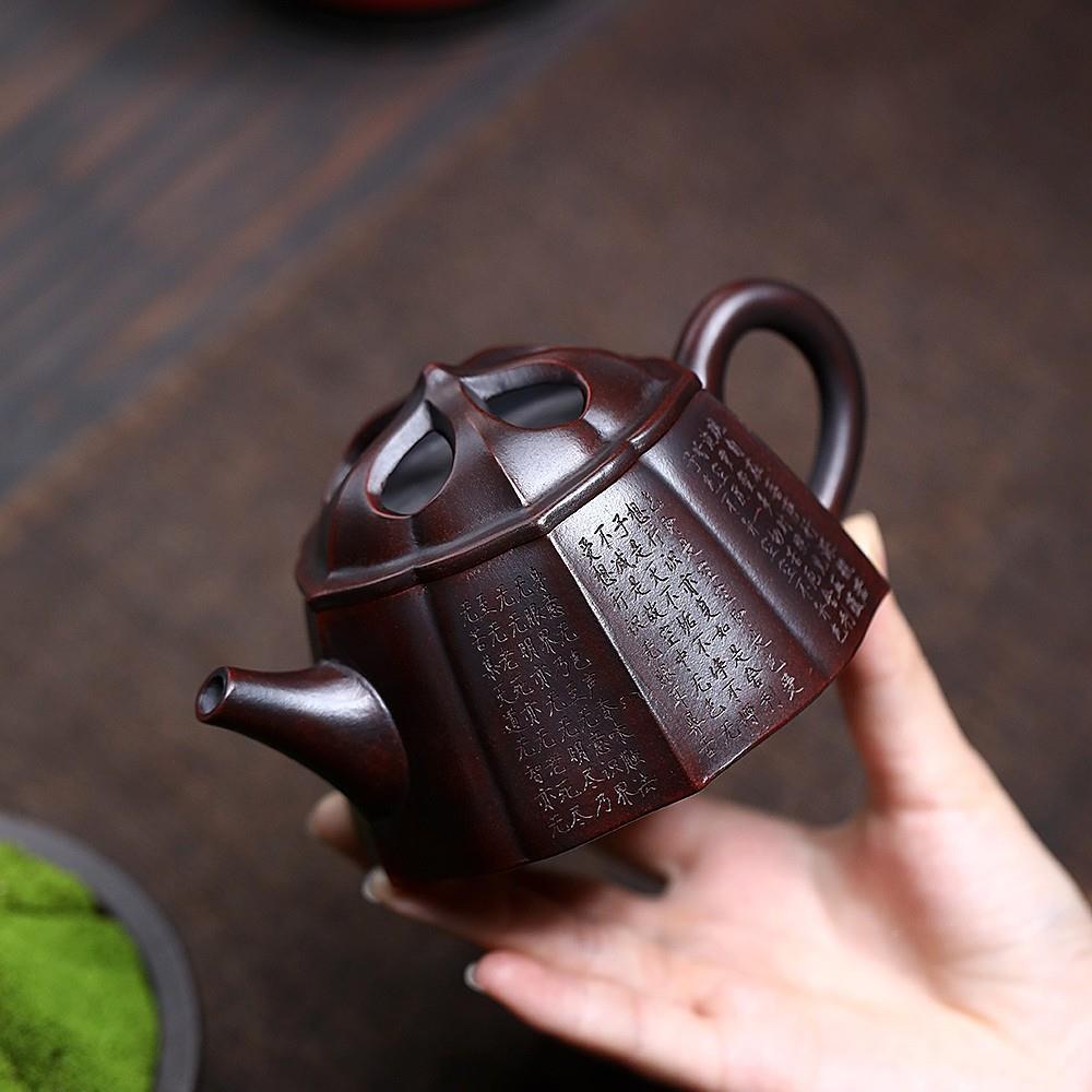 宜兴砂紫茶XJI壶原矿古红泥手工繁花似锦家用泡产壶茶具源头