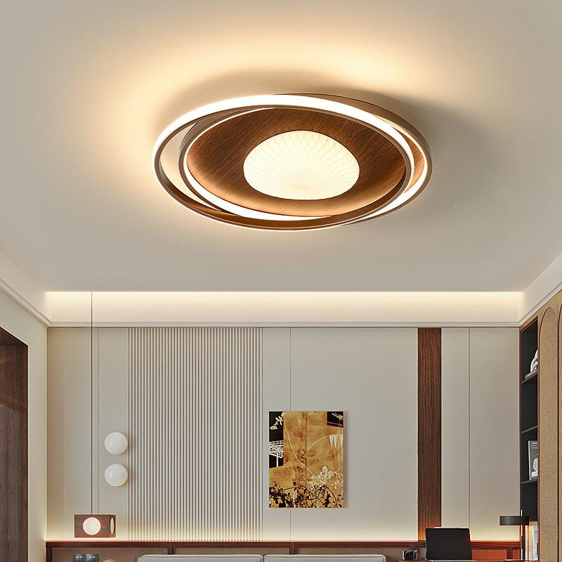 中古风室形吸顶灯eld圆茶室主卧灯新中式复古胡桃木色书房525卧灯