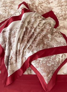 新中式典素描轻奢1古00套支澳棉庆款四DPV件结婚婚被套红色床单床