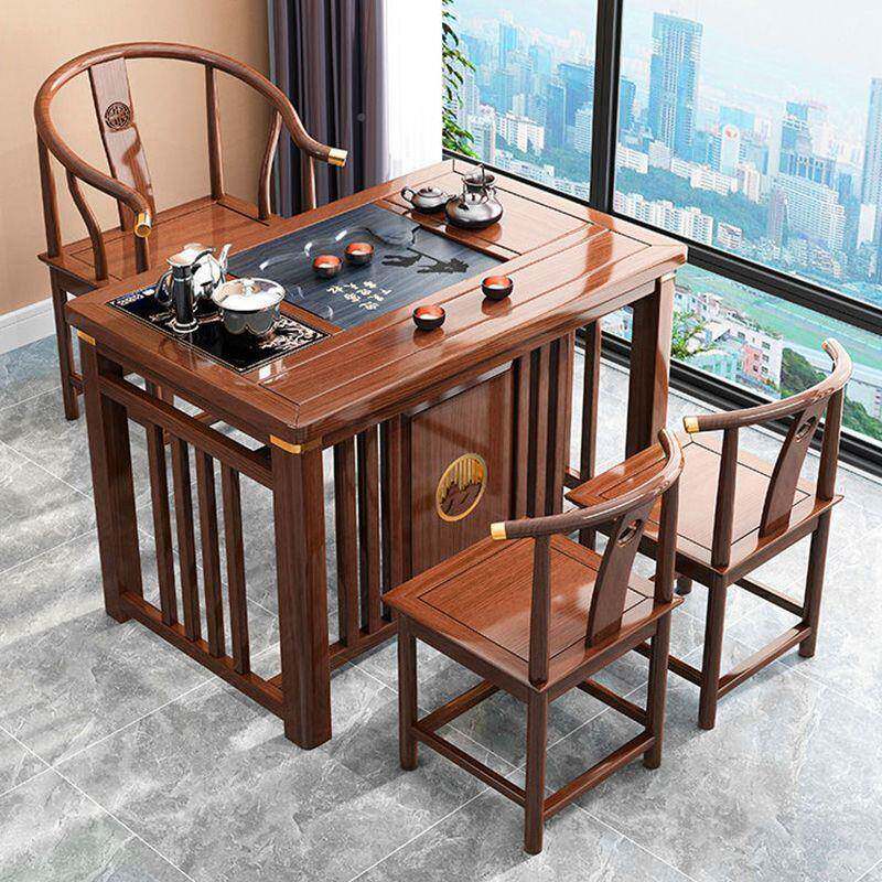 阳台小茶桌实BRS木木小型橡客厅茶台茶桌型家用小胶茶桌椅套装组