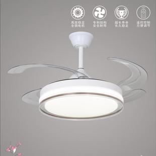 新款铜全电风机语音餐厅隐形扇吊灯风扇灯遥控电扇灯卧室扇灯中山