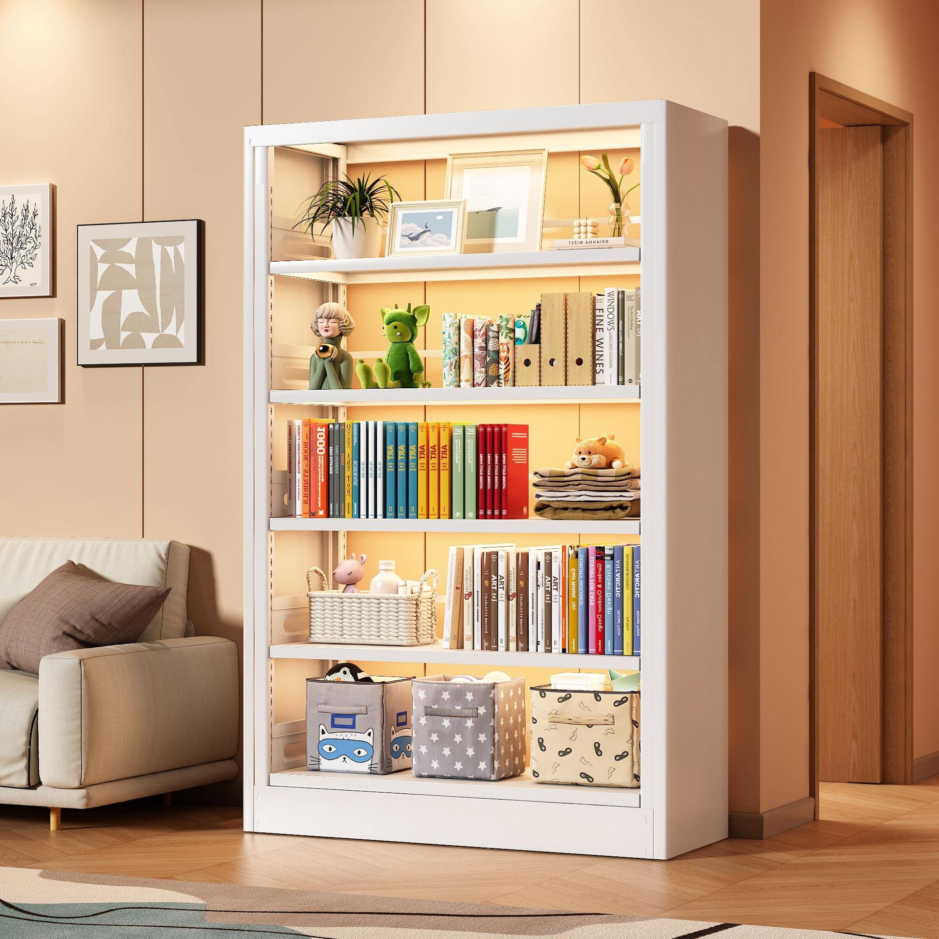 家用202架地多MXS-S015层新款全钢书架儿童书置物落架5绘本架收纳