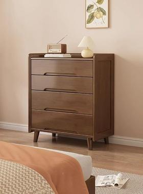 五斗柜卧室木实收纳柜靠墙物柜YF-D14-1尾柜胡桃储木色五斗橱客厅