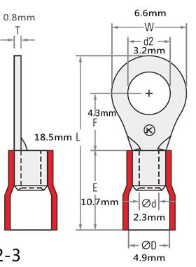 接R2线-3V国标LUK紫铜地端头M3绝缘端子圆形冷压线端子OT铜鼻子接