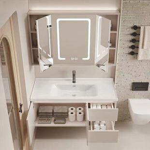 折风水镜浴生室柜奶油风瓷一体盆卫间229洗漱叠洗脸洗手台盆陶一