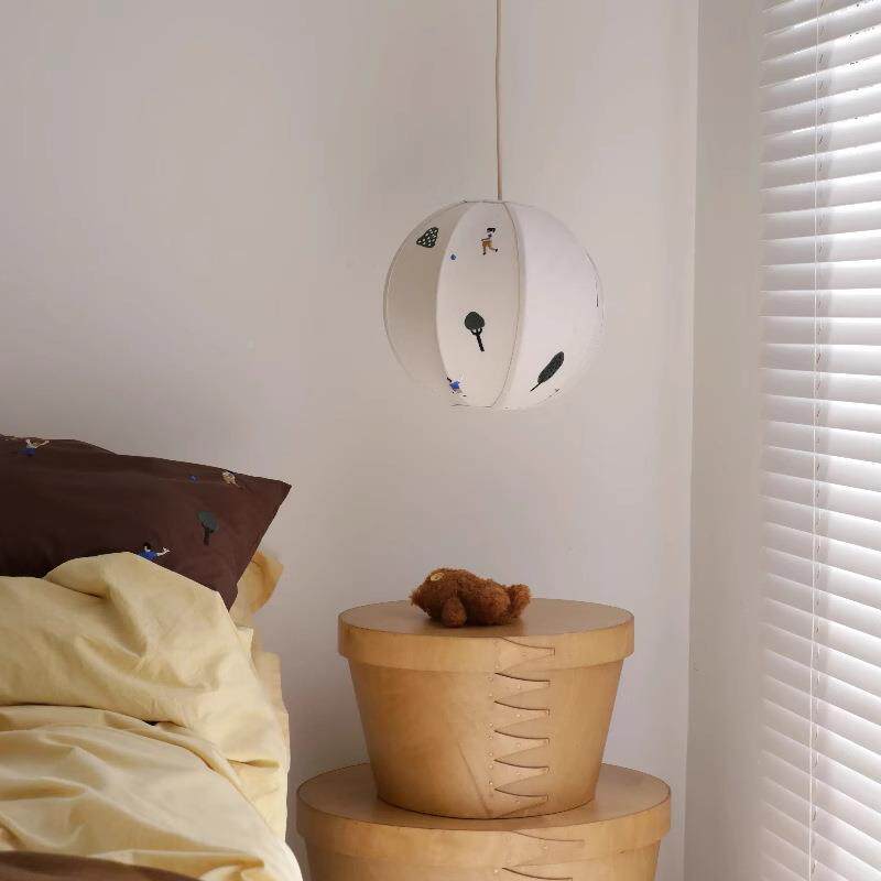 法式中古手18249工刺绣灯儿童房创棉麻布艺灯光谱护眼意卧全室小