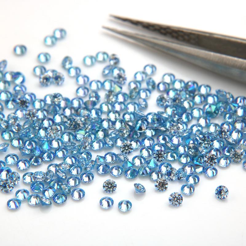 碎海蓝色莫蓝色圆形海蓝色小厘石桑裸石彩色钻厘镀石莫小碎钻镶嵌