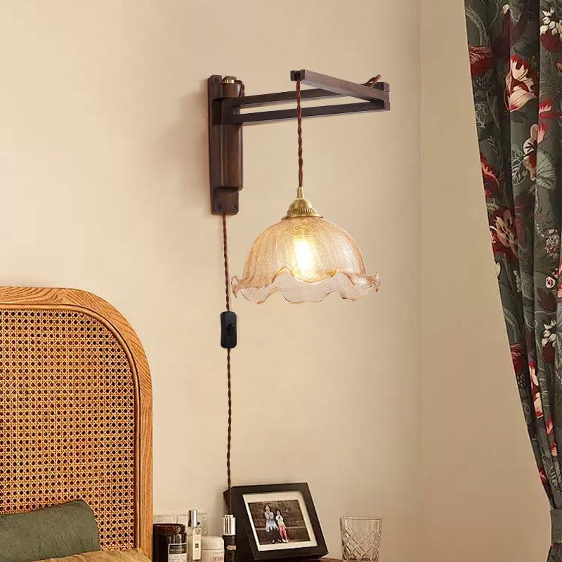 复壁古民怀旧风实JVQ木胡桃色灯宿简面约客厅卧室过道灯客厅书房