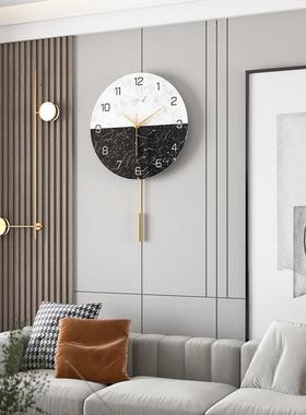 新简约小清AL651445室挂钟轻奢摆卧客厅民宿装饰钟表含钟计时静音