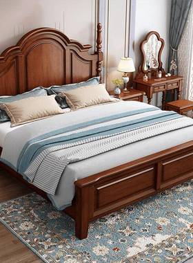 ?名坤美式实.木床18858#8米复古双人主卧婚床1物具.5高箱储套房家