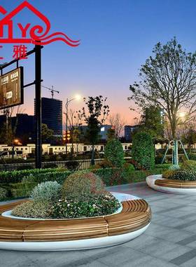 户外玻璃观钢围树坐凳商场花公园景花池弧池形造景HY-24008坛防腐