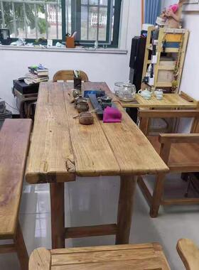 老木风古化门原板做旧复民宿餐KMM桌榆桌面板木餐桌飘窗板旧木板