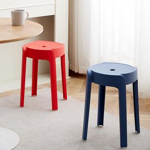 塑料凳子家用厅放加厚圆现代简约凳创意客餐桌722塑胶高椅子可叠