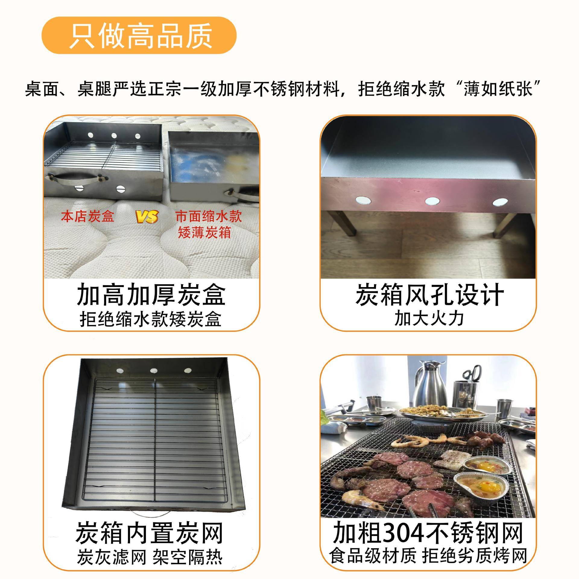 不锈钢烤桌架加厚叠户外自助烧烤炉炭烤肉露营ali-8368烧折农木庄