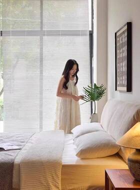 古广盛大象朵床雪尼尔布艺床润主卧轻奢中风实木床84108耳双人齐