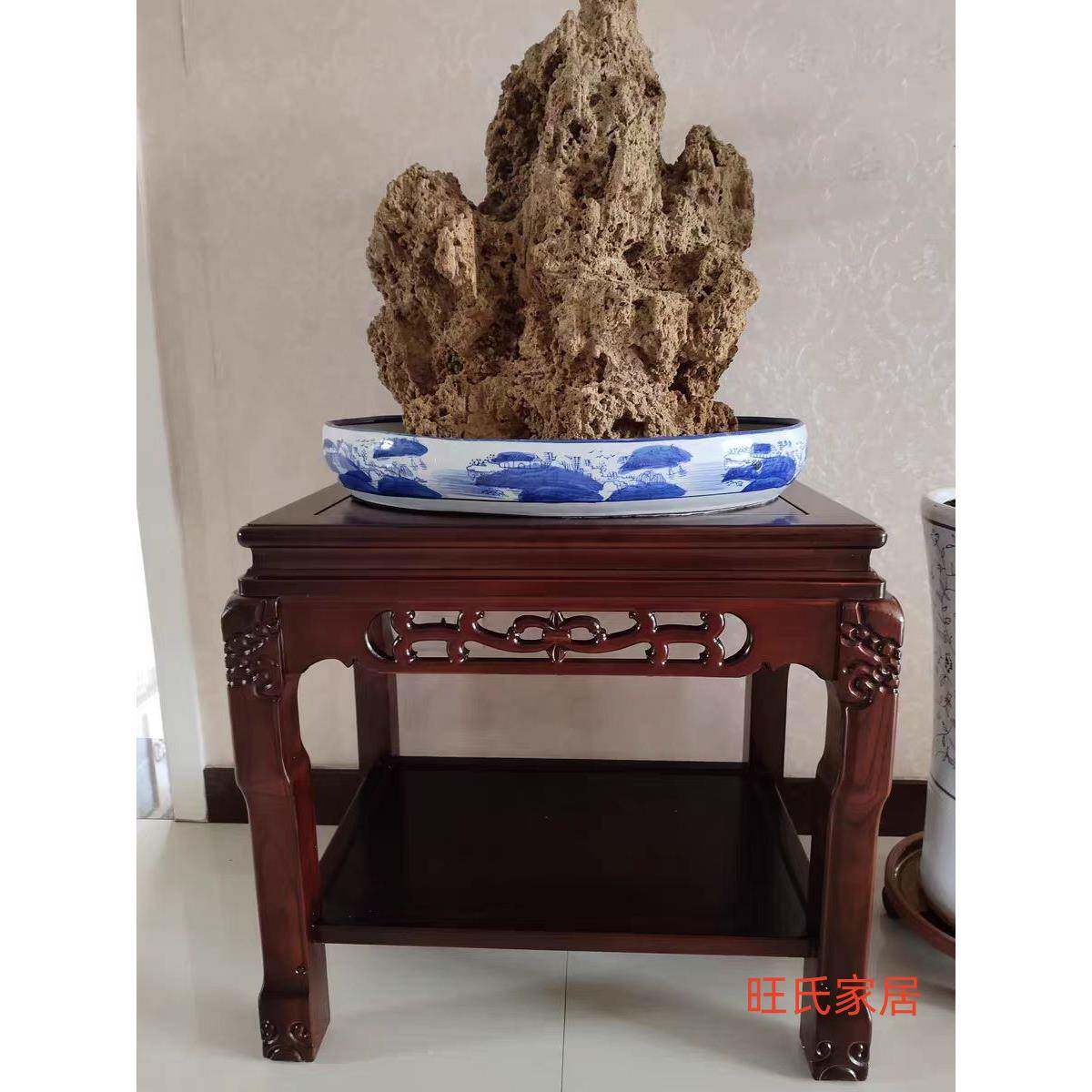全实木奇石架超承重型盆内客落景架鱼缸架室厅地式花60*40*58架置