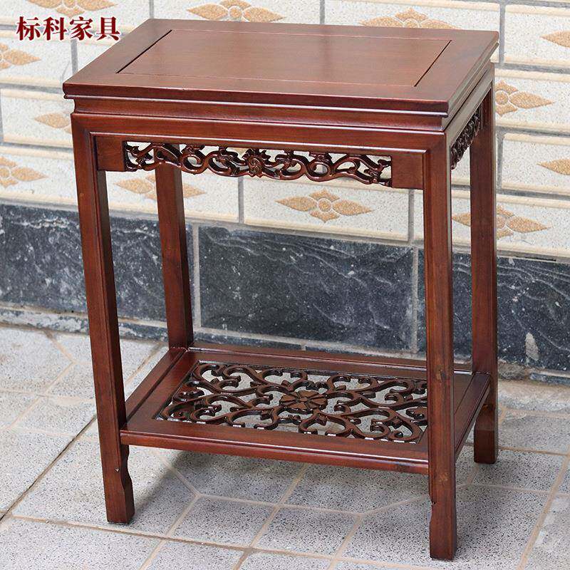 河北榆木方层架双多格落地规百花桌花盆盆栽架室百花桌内盆景花架