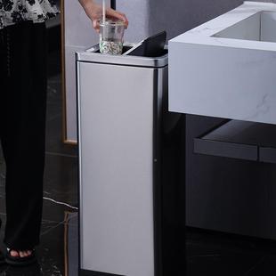 公卫生洗手间形擦手摇盖垃圾桶不锈钢立式 方LNR纸翻盖大号商共用