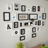 创意心形照片墙现代装 饰相框组合墙挂饰能换相片 饰画框卧室玄关装