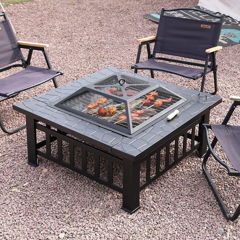 露天火炉桌多功能庭院后院花园壁炉加热器烧烤冰坑烧烤桌火盆工厂