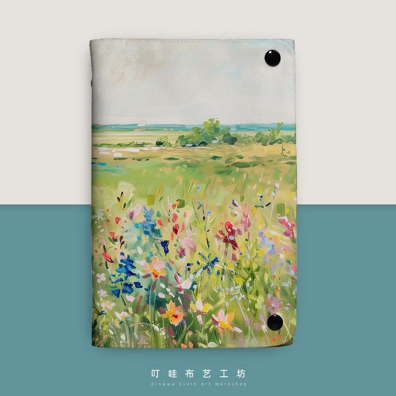 叮哇 印象派油画田野花朵 布艺活页本可拆卸手帐本A5笔记本A6定制