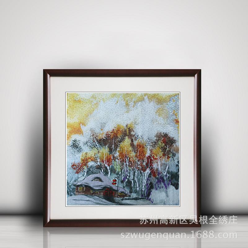 苏绣客厅书房成品装饰画苏州手工刺绣家居风景画工艺品挂画