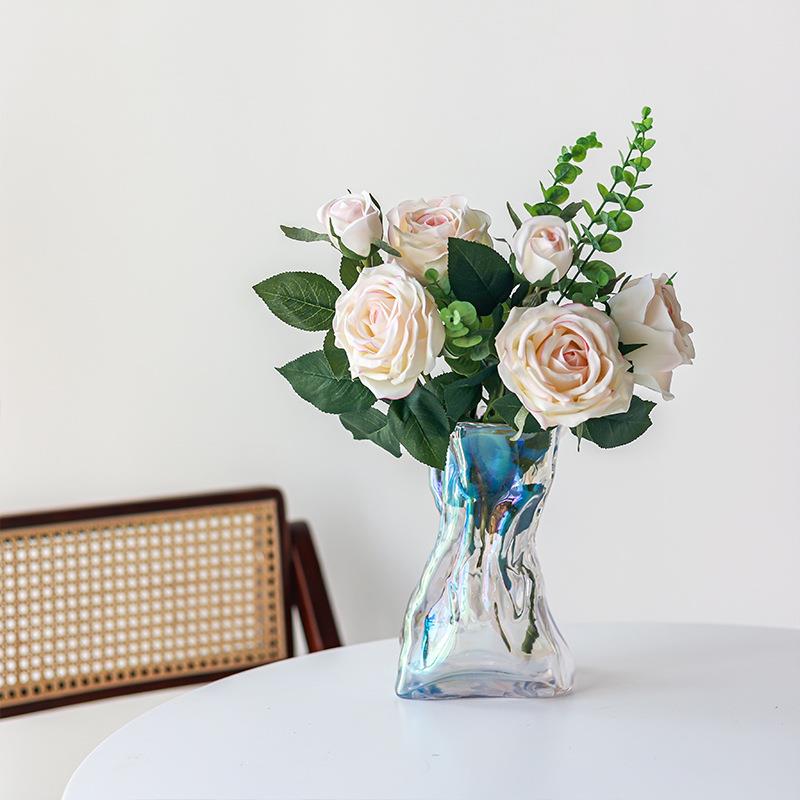 高档手感保湿仿真花假花室内客厅装饰花摆件餐桌花摆设玫瑰花轻奢