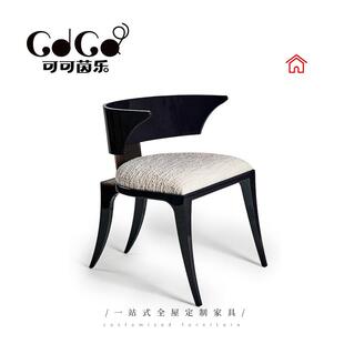 法式复古风实木中古风别墅酒店椅客厅单人沙发休闲椅简约现代