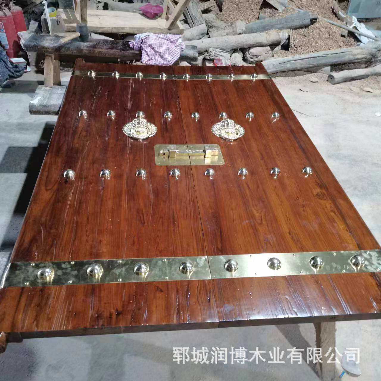 中式老榆木大门农村自建房别墅四合院庭院进户门仿古双开实木大门