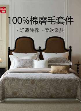 全棉纯棉床上四件套长绒棉磨毛保暖被套床单套件秋冬床品
