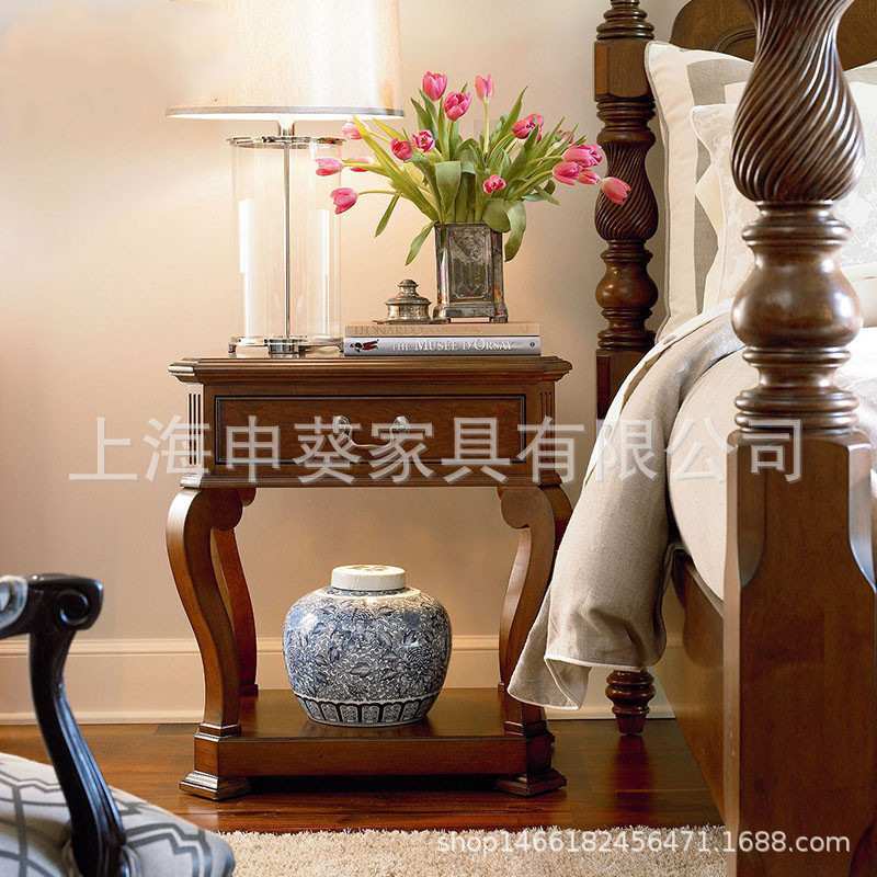 美式乡村实木轻奢四柱床原宿风简约大气双人床卧室酒店别墅样板房