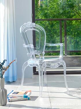 厂家咖啡馆酒店婚庆椅创意休闲PC北欧餐桌椅亚克力透明塑料椅