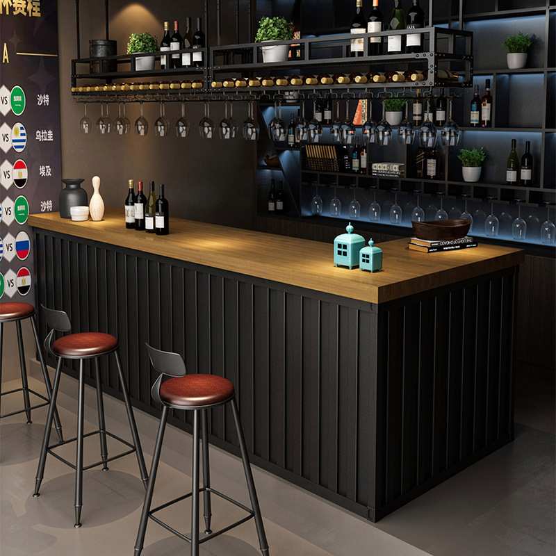 复古工业风酒吧吧台餐厅咖啡厅创意收银柜台铁艺接待台店铺收银桌
