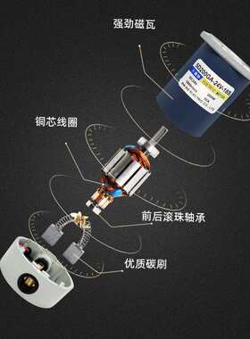 5D200GA直流高速电机光轴电机200W大功率静音调速微型永磁有刷马