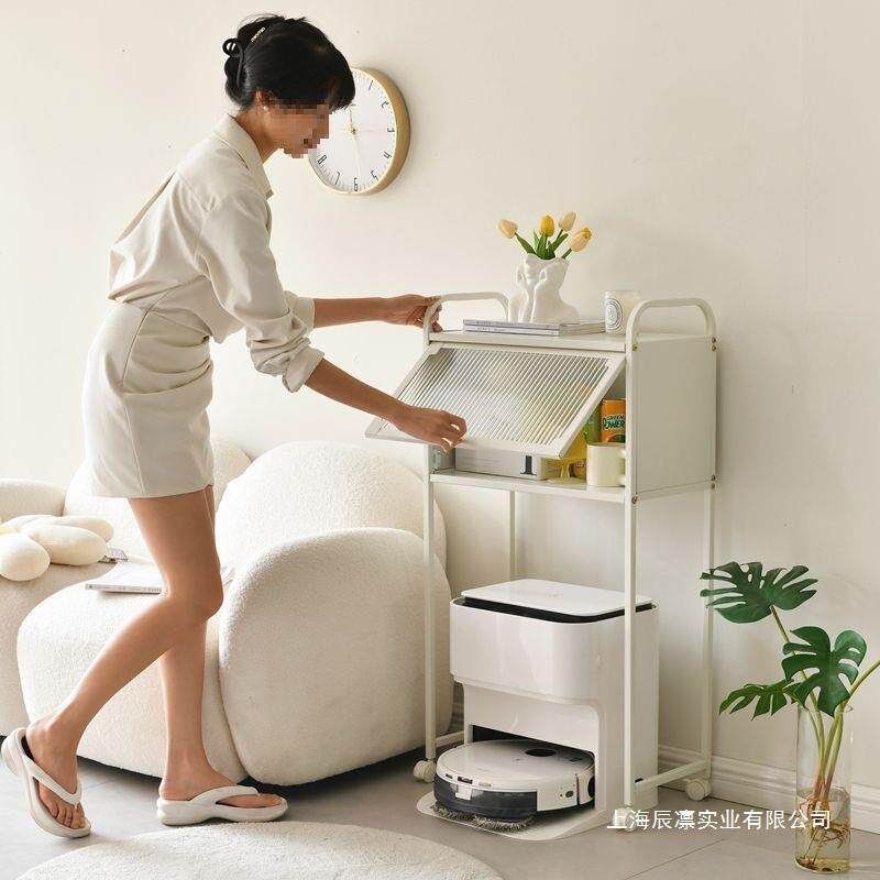 扫地机器人置物架云鲸科沃斯基站收纳柜边几可移动架子落地家用