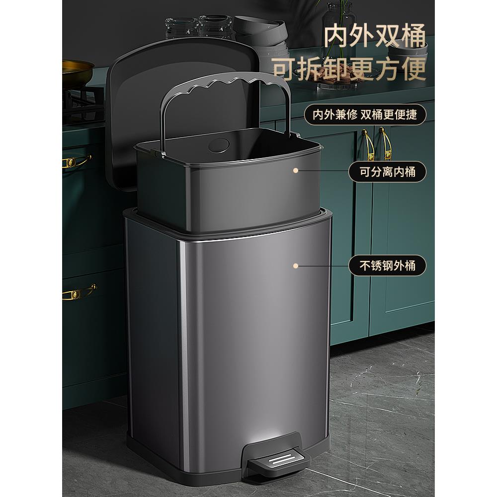 厨房垃圾桶家用不锈钢客厅脚踏式卫生间厕所脚踩带盖大号大容新品