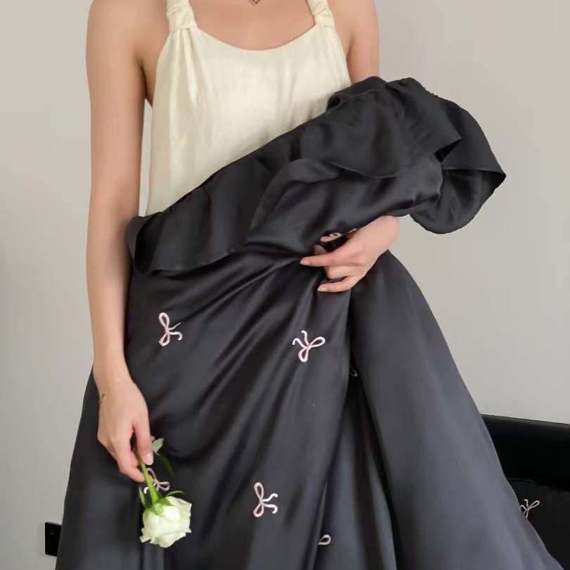60S兰精天丝四件套凉感新款冰丝蝴蝶结少女心高档花边裸睡4件套夏