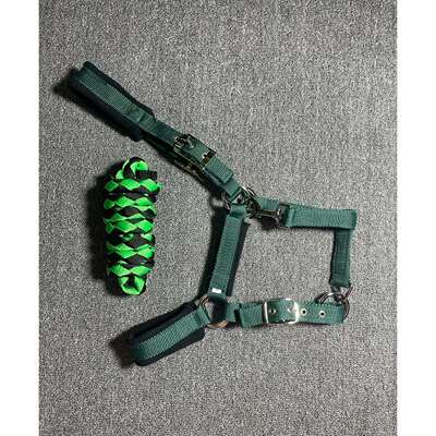 墨绿色尼龙织带小驹子小马大马S/M/L/XL码马笼头/牵马绳马术马具