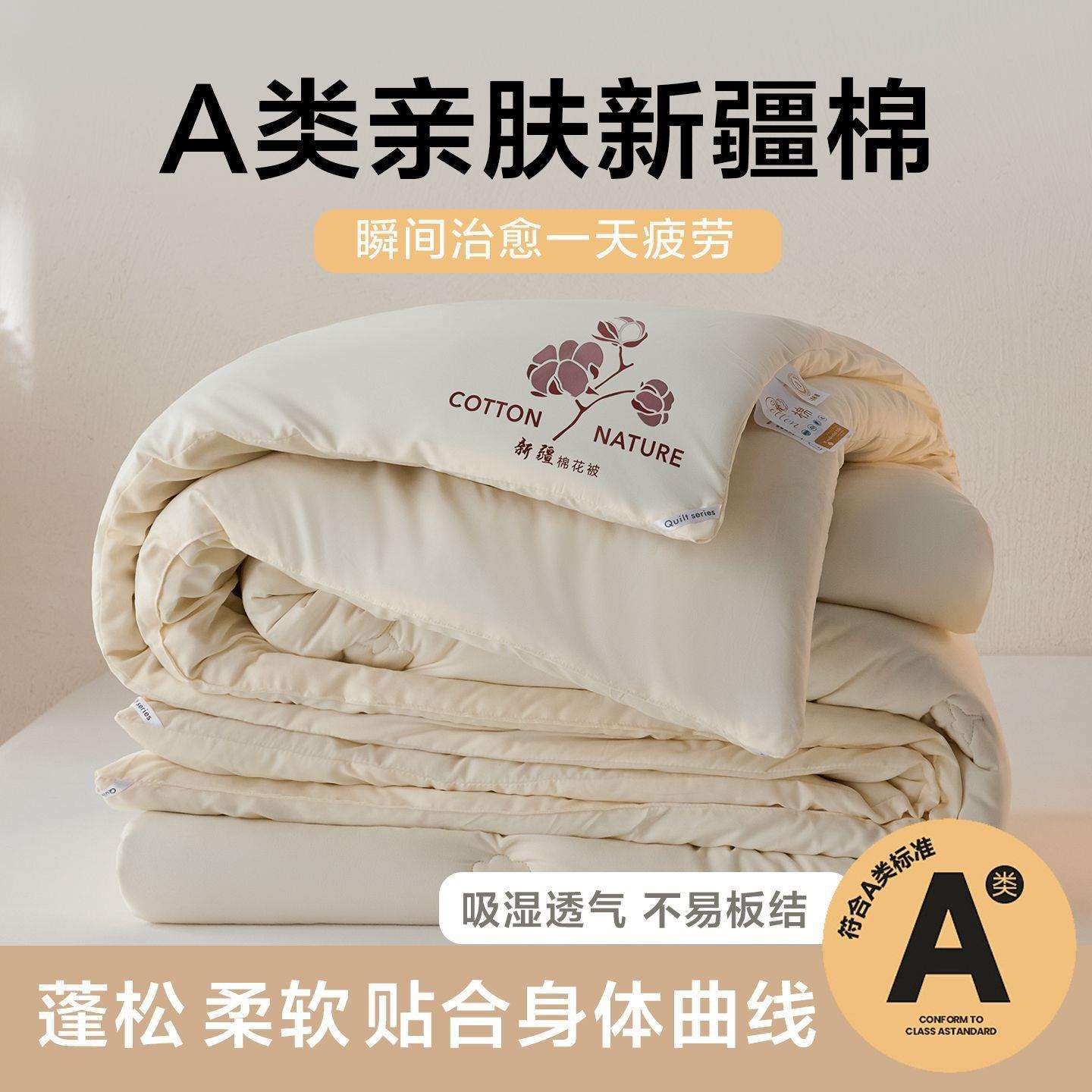 母婴级A类抗菌全棉水洗棉被子冬被加厚棉被春秋被子被芯四季通用