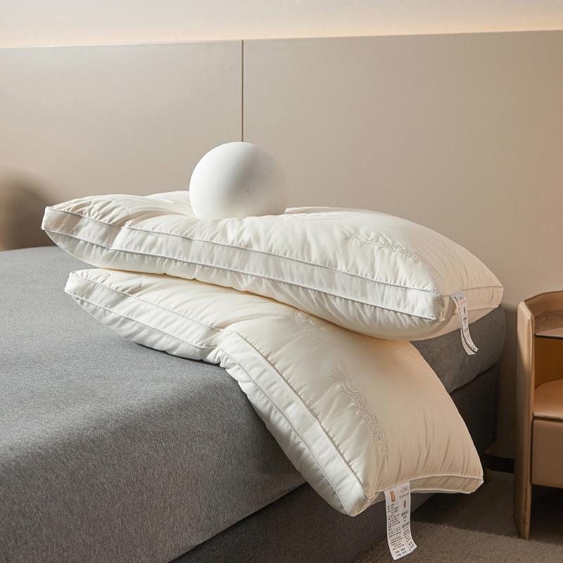 五星级酒店专用蚕丝枕头枕芯纯棉护颈椎助睡眠成人家用一对拍2