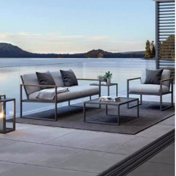 户外沙发庭院凉亭铝合金组合阳台露台防晒防水家具户外柚木沙发