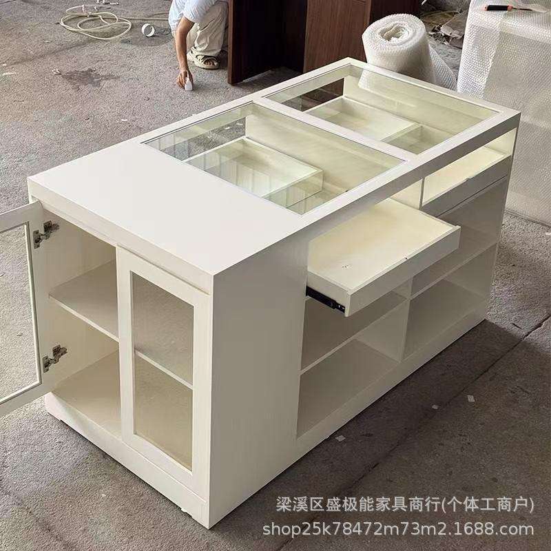 SJN服装店中岛收银台玻璃展示台吧台女装柜台饰品摆件陈列柜陈列