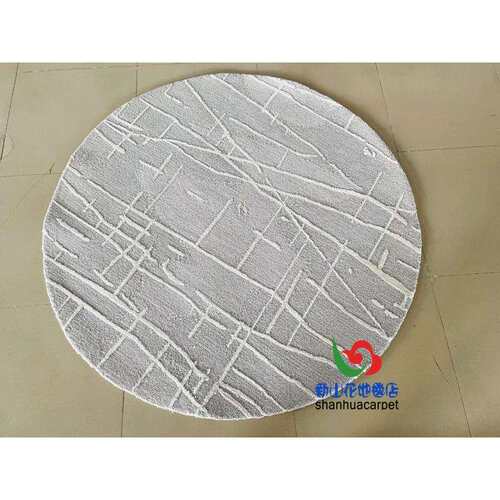 现代简约灰色几何格子圆形中式客厅茶几地毯餐厅书房卧室玄关大厅