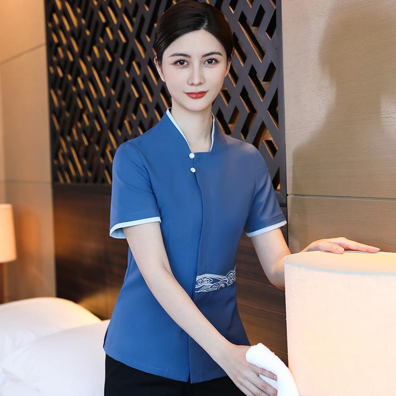 保洁工作服短袖夏季女物业酒店客房宾馆清洁阿姨服务员大码PA套装