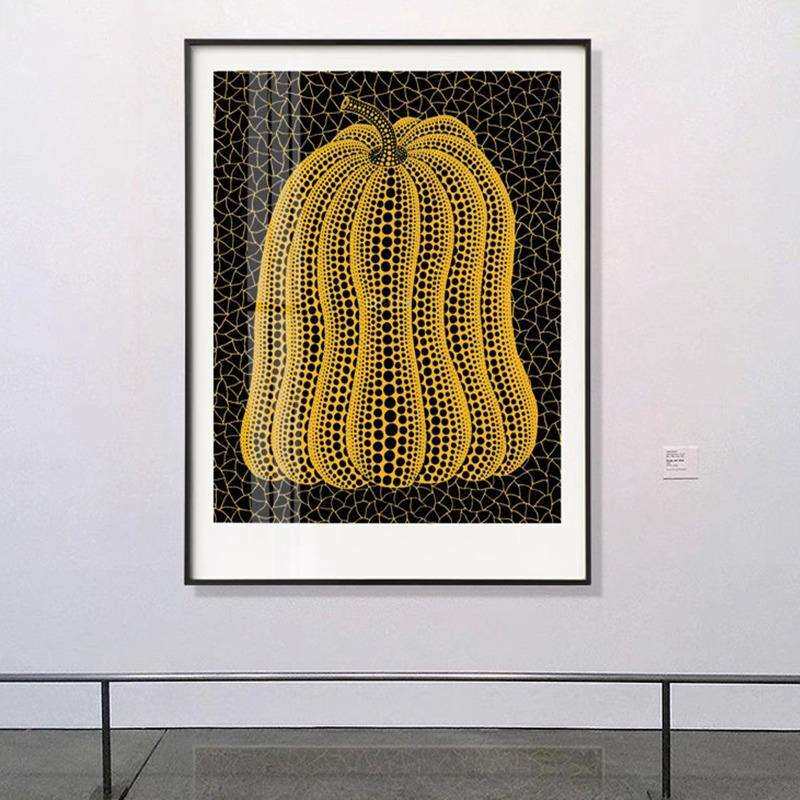 波点南瓜草间弥生轻奢抽象玄关客厅装饰画橙色挂画样板间小众艺术